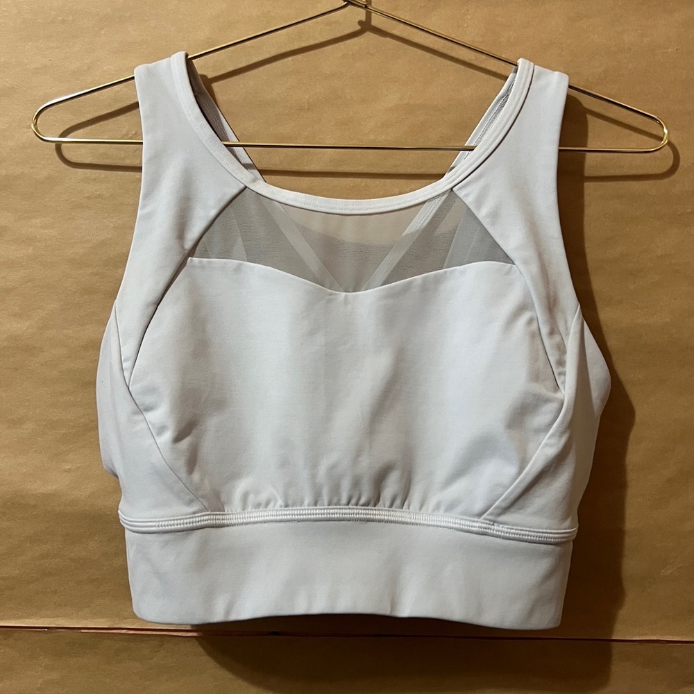 Lululemon | Breathe it In Bra Mesh High Neck Strappy Sports Bra White Size 10